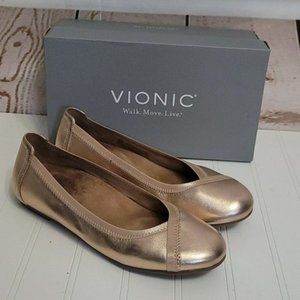Vionic Spark Caroll Metallic Rose Gold Ballet Flat Size 7.5